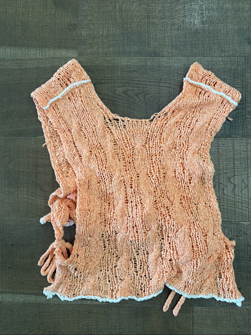 Free People Peach Textured Crochet Tank Top